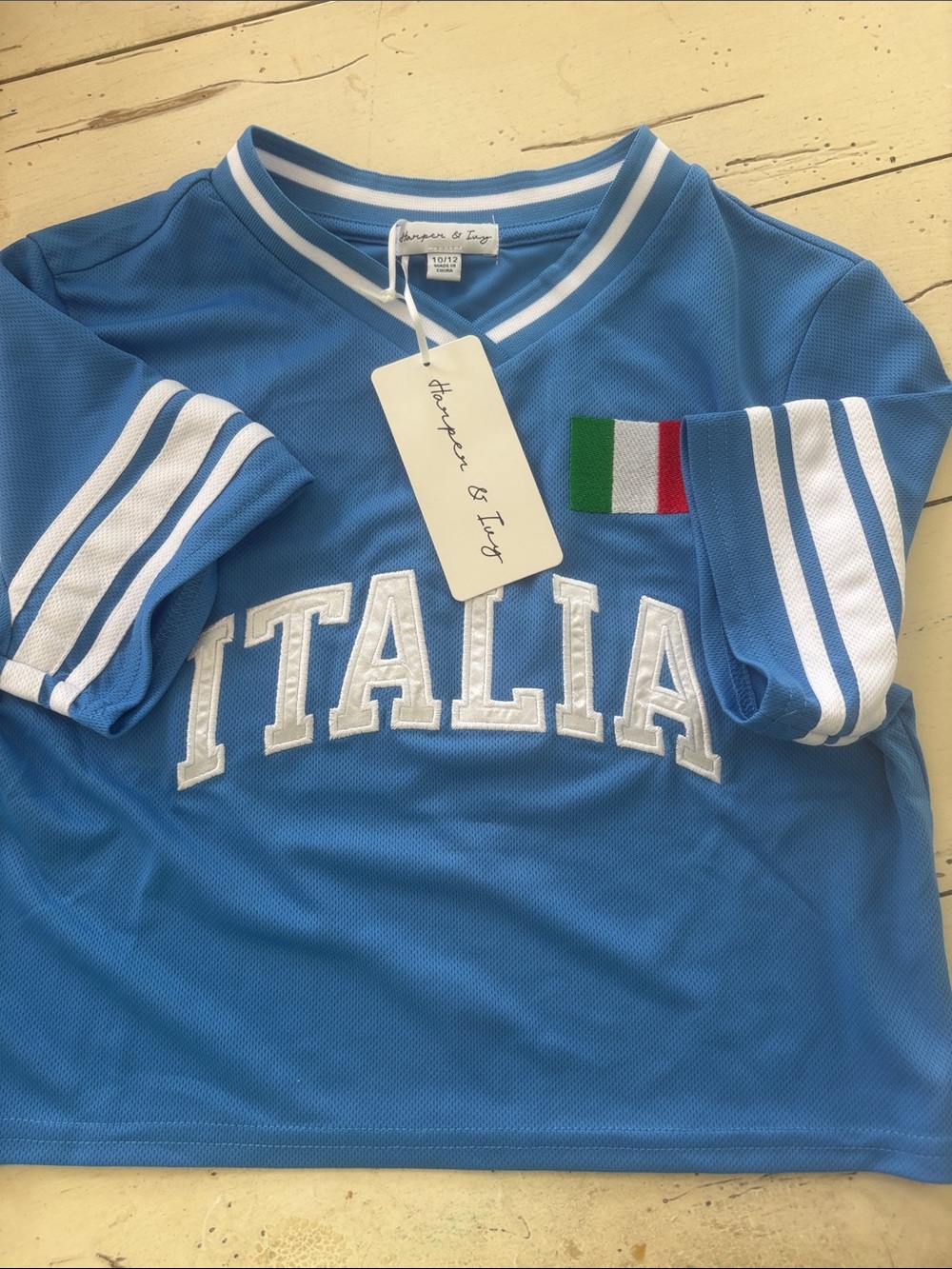 Harper and Ivy Kids 'Italia' Blue Athletic Top